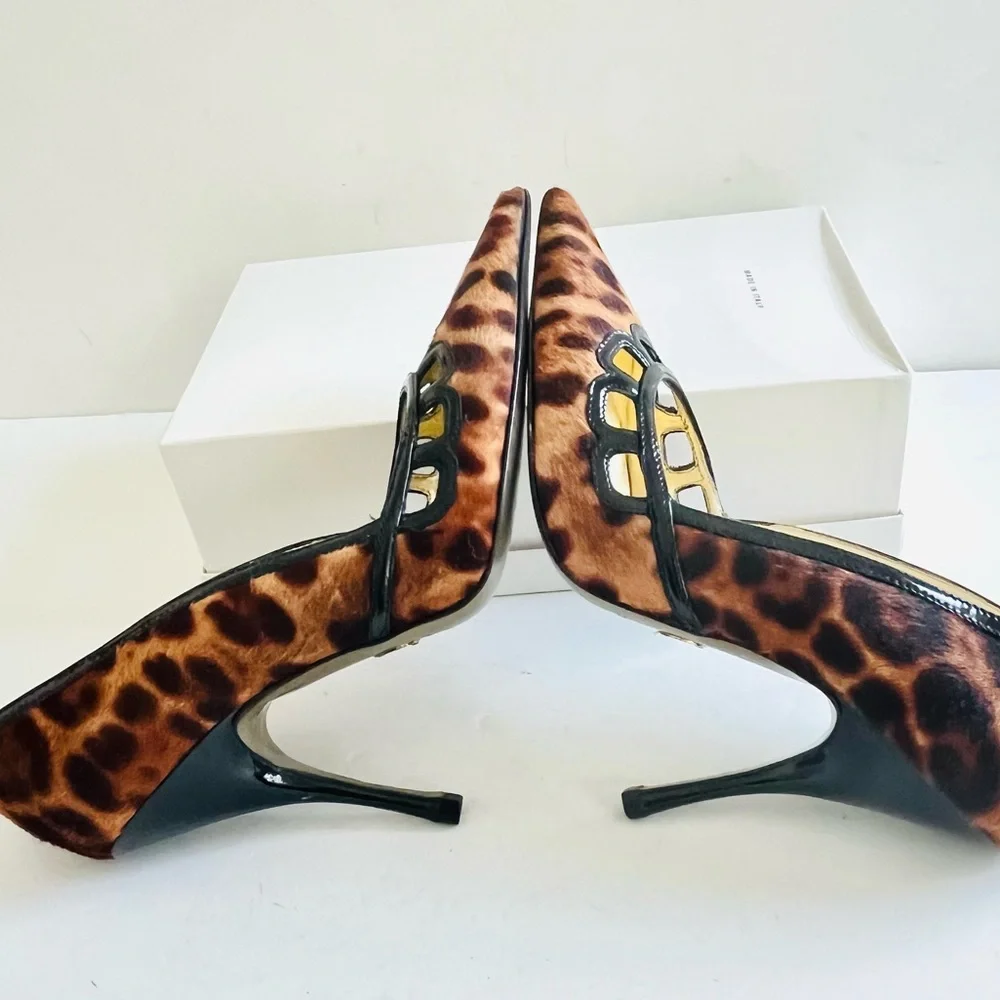 Dolce & Gabbana calf hair tan black animal print heels 38